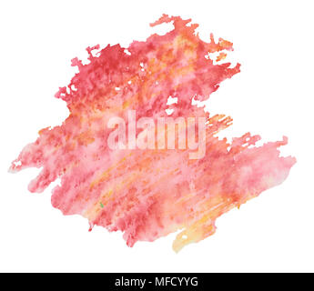 Color, red - orange splash watercolor painted, artistic decoration or background, isolated on white background Stock Photo