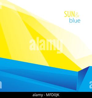Sun and blue background. Abstract yellow-blue-white design for different applications Stock Vector