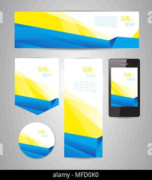 abstract yellow-blue design for different applications, banners and interfaces whith dinamic composition Stock Vector