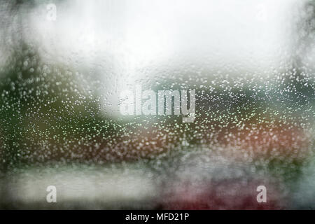 raindrops on the windshield of a car Stock Photo