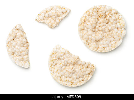 Puffed rice bread isolated on white background. Top view Stock Photo