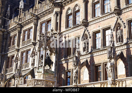 Munich Neues Rathaus, New City Hall, junction between two phases,  in a richly ornamented neo Gothic style1867-84, Statue of Prince Regent Luitpold Stock Photo