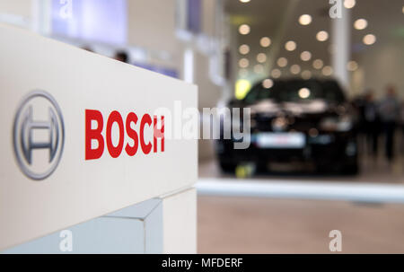 25 April 2018 Germany Renningen A logo of Bosch is printed on a