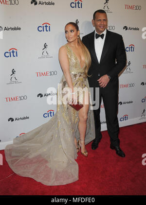 NEW YORK, NY - April 24: Alex Rodriguez, Jennifer Lopez attends the 2018 Time 100 Gala at Jazz at Lincoln Center on April 24, 2018 in New York City. Credit: John Palmer / Media Punch Stock Photo