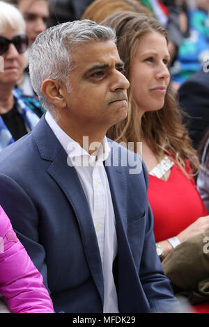 London, UK. 24th April 2018. Sadiq Khan attends the unveiling of a statue of Suffragist leader Millicent Fawcett in Parliament Square, Central London,24th April 2018 Credit: Martin Evans/Alamy Live News Stock Photo