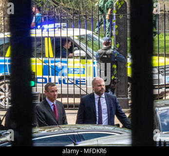 London 25th April 2018, Mark Regev Left with glasses), the Israel Ambassador to the UK arrives at the rear of 10 Downing Street Credit Ian Davidson/Alamy Live News Stock Photo