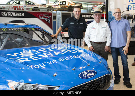 Concord, NC, USA. 22nd Apr, 2018. CONCORD, N.C. (April 25, 2018) ''“ Who said you can't go home? NASCAR champion Matt Kenseth will return to the organization where he began his storied NASCAR career, piloting Roush Fenway's flagship No. 6 Ford Fusion for a part of the 2018 season. Kenseth will also have a new home away from home, with the team announcing a multi-year partnership with Wyndham RewardsÂ®, the award-winning loyalty program of Wyndham Hotel Group, as a new primary on the No. 6. Credit: Stephen A. Arce/ASP/ZUMA Wire/Alamy Live News Stock Photo