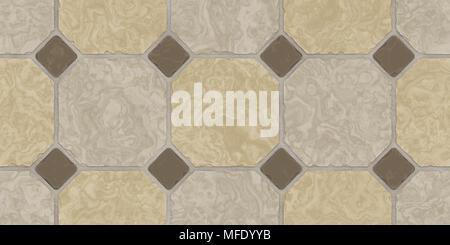 Beige Brown Seamless Classic Floor Tile Texture. Simple Kitchen, Toilet or Bathroom Mosaic Tiles Background. 3D rendering. 3D illustration. Stock Photo