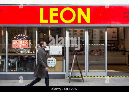 Leon fast food restaurant, Zinc House, Cowcross Street, London, EC1, UK Stock Photo