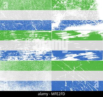 Flag of Sierra Leone with old texture. Vector illustration Stock Vector