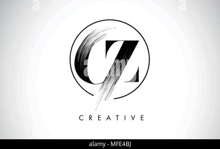 CZ Letter Design with Brush Stroke and Modern 3D Look Vector ...