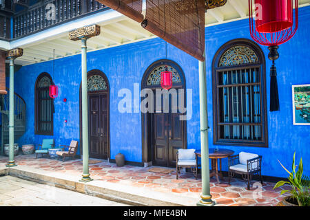 Interior Cheong Fatt Tze Mansion, blue villa, Leith Street in George Town, Penang, Malaysia Stock Photo