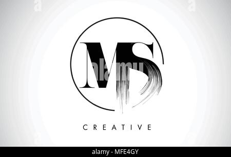MS Letter Design with Brush Stroke and Modern 3D Look Vector ...