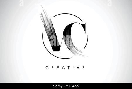 VC Letter Design with Brush Stroke and Modern 3D Look Vector ...