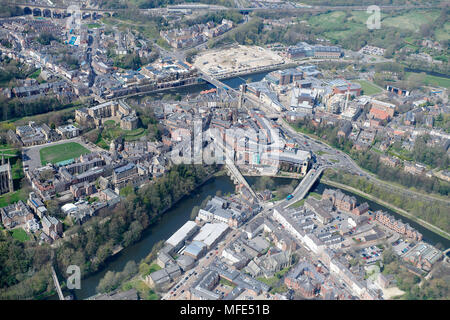 An aerial view of Durham City Centre, showing new retail development, North East England, UK Stock Photo