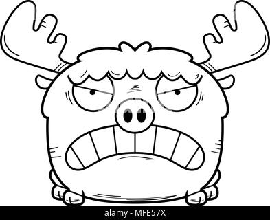 A cartoon illustration of a moose with an angry expression. Stock Vector