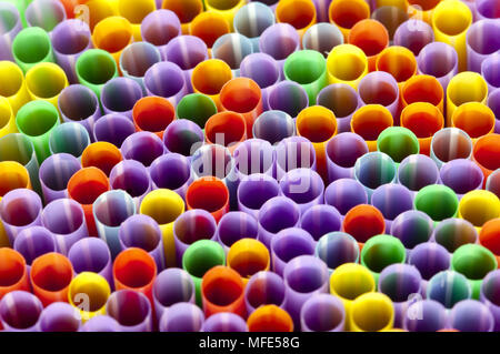 Top shot of multi-coloured drinking straws Stock Photo