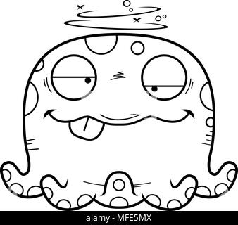 A cartoon illustration of a octopus looking drunk Stock Vector Image ...