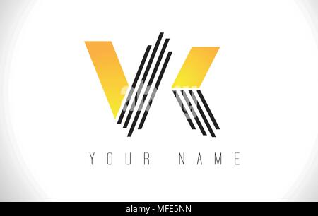 VK Letter Logo With Black Lines Design. Line Letter Symbol Vector ...
