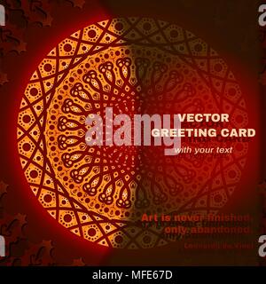 Vector greeting card with round pattern in red Stock Vector
