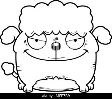 A cartoon illustration of a sinister looking little poodle. Stock Vector