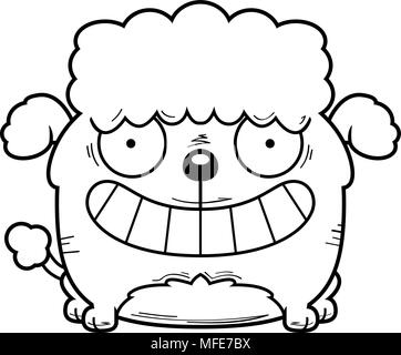 A cartoon illustration of a little poodle looking happy. Stock Vector