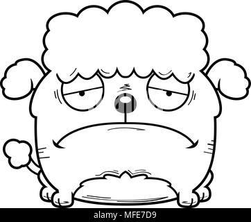A cartoon illustration of a little poodle looking sad. Stock Vector