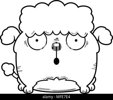 A cartoon illustration of a little poodle looking surprised. Stock Vector