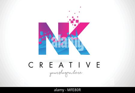 Creative colorful letter Nk n k logo with leading lines and road ...