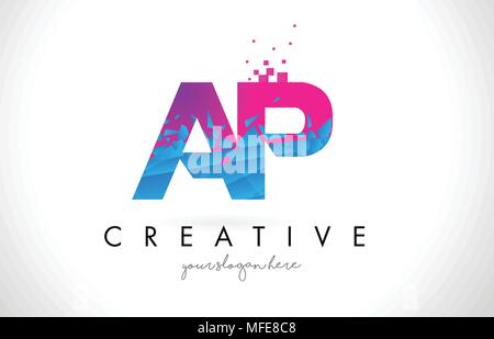 pink blue alphabet letter AP A P combination for company logo. Suitable ...