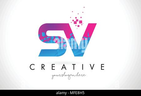 pink blue alphabet letter SV S V combination for company logo. Suitable ...