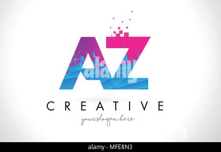 yellow blue AZ A Z alphabet letter logo icon design suitable for a ...