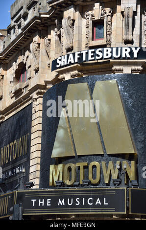 Motown The Musical billboard outside the Shaftesbury Theatre, Covent Garden, London, UK. Stock Photo