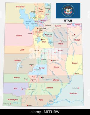 : utah administrative and political vector map Stock Vector