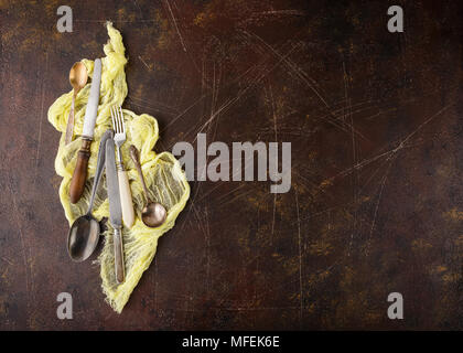 Metal kitchen utensils - forks, spoons of knives Stock Photo