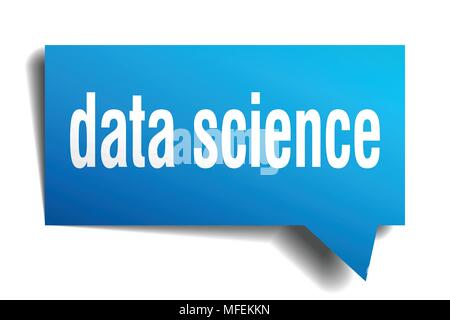 data science blue 3d square isolated speech bubble Stock Vector