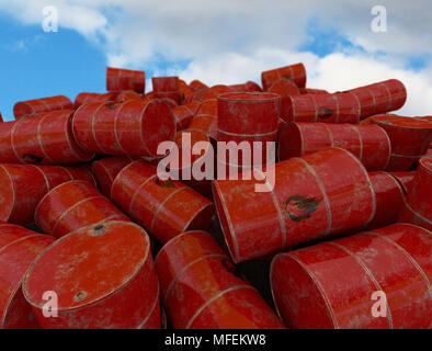 Barrels with flammable contents. 3D render. Stock Photo
