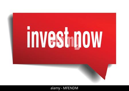 invest now red 3d square button on white background Stock Vector Image ...