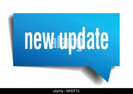 new update blue 3d square isolated speech bubble Stock Vector