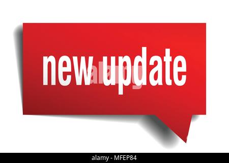 new update red 3d square isolated speech bubble Stock Vector