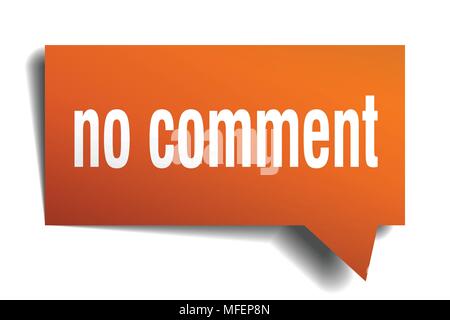 no comment orange 3d square isolated speech bubble Stock Vector