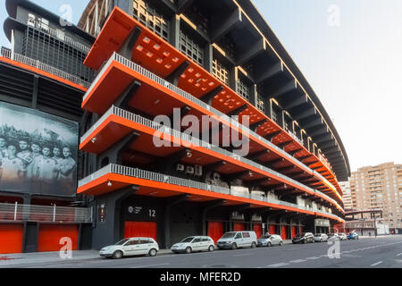 Valencia/Spain - March 16, 2015: The stadium of the local professional soccer club Valencia C.F. in Spain. Stock Photo