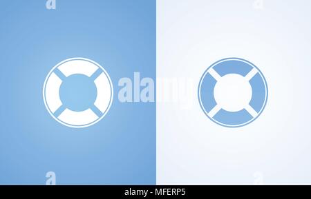 Icon of Lifebuoy on white and blue. Vector Illustration of protection device, Equipment in flat style Stock Vector