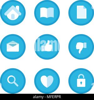 Education, Business and Office Set icons in flat style round form. Vector Illustrations isolated on white background Stock Vector