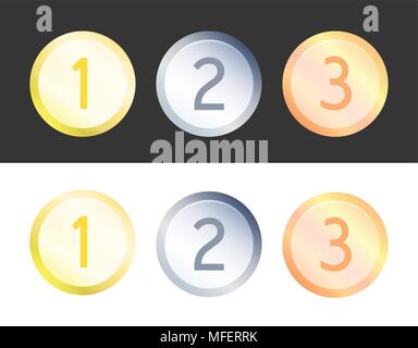 Set of Medals for Celebration, Vector Illustrations isolated on white and black background Stock Vector