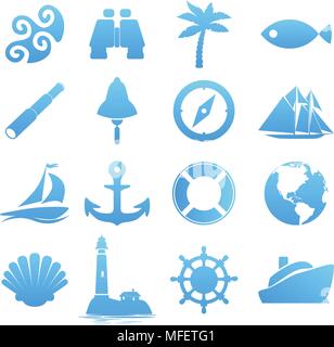 Big set of Nautical icons for Vacation and Travel Stock Vector