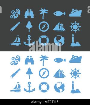 Big set of Nautical icons for Vacation and Travel Stock Vector