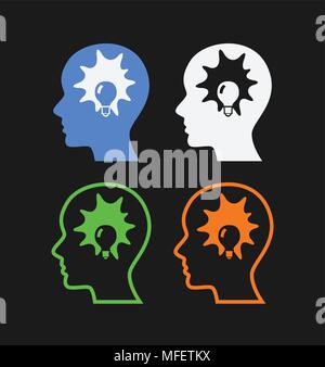Human head with lighting bulb Stock Vector
