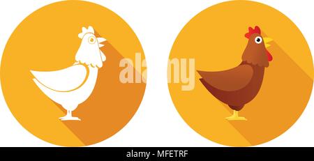 Set of Icons orange color with Chickens Stock Vector