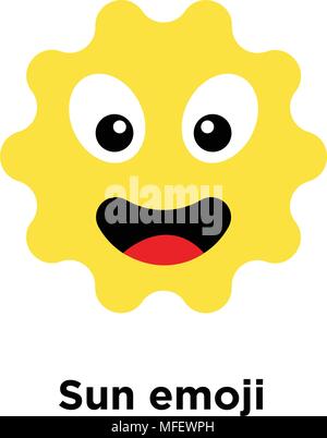 Sun emoji icon isolated on white background, vector illustration Stock Vector